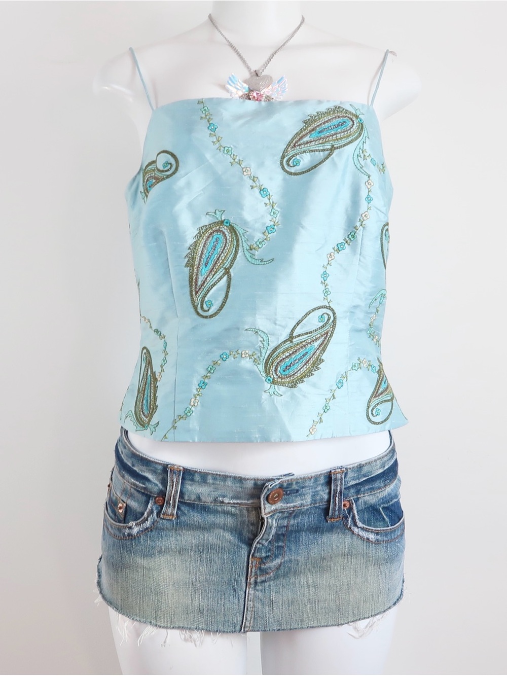 Ann Taylor Light Blue Paisley Silk Cami Top